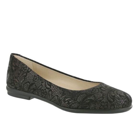 SAS Black Metallic Lace Ballet Flats - removable Ortholite insoles - Picture 2 of 7